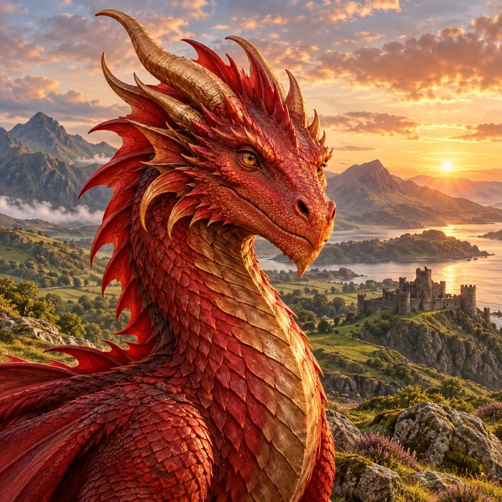 Y Ddraig Goch dragon portrait