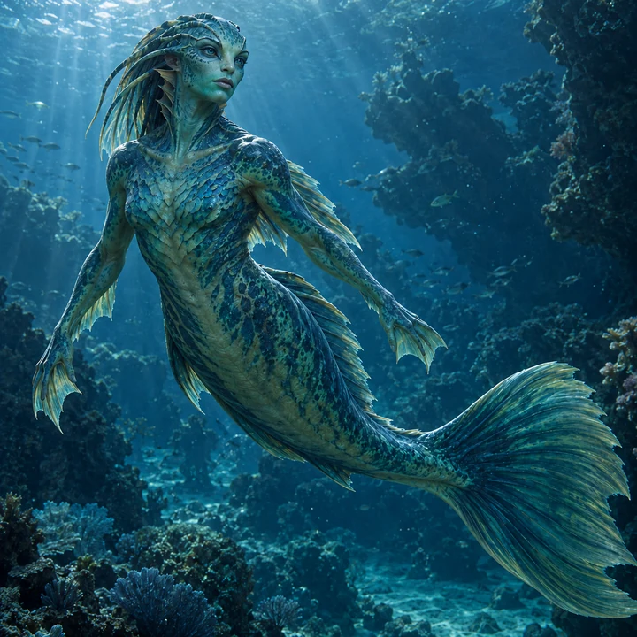 The existing aquatic Nommo artwork in an underwater world.